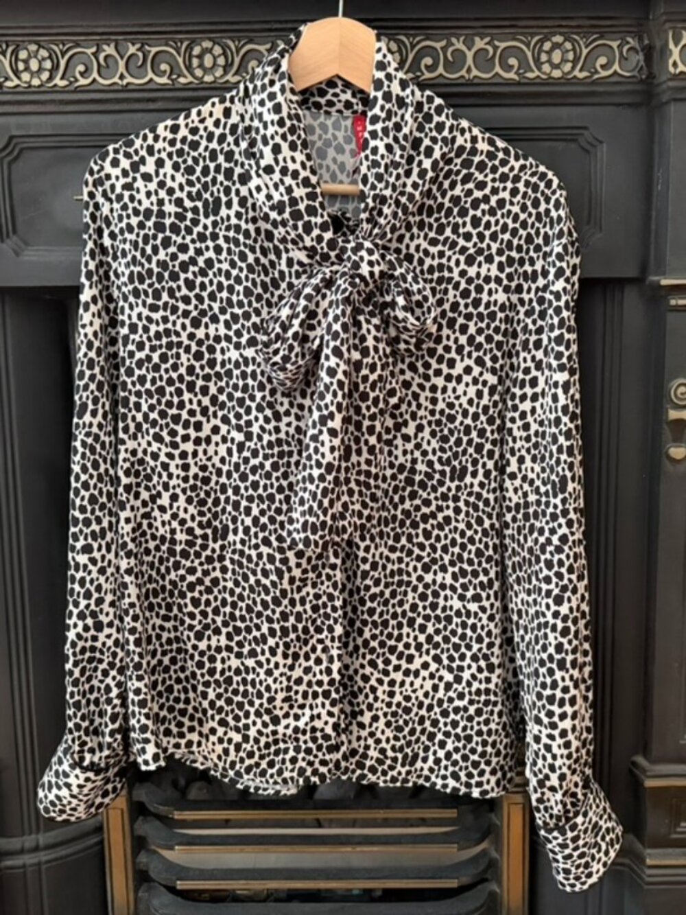 Animal Print Tie Neck Blouse